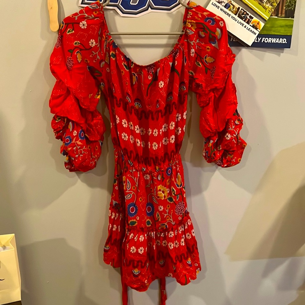 Jaase Dress Bel Air Mini Red Floral Size S